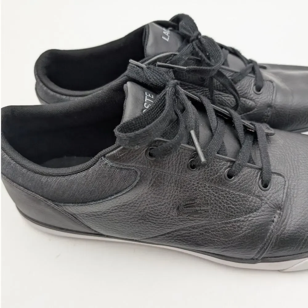 Lacoste Minzah Lace-Up Sneaker Shoes Round Toe Men's Black/White Size US13 EU47